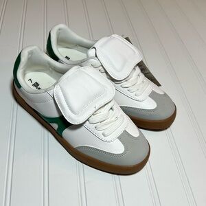 White & Green Foldover Sporty Sneakers Size 7 Women's NWT